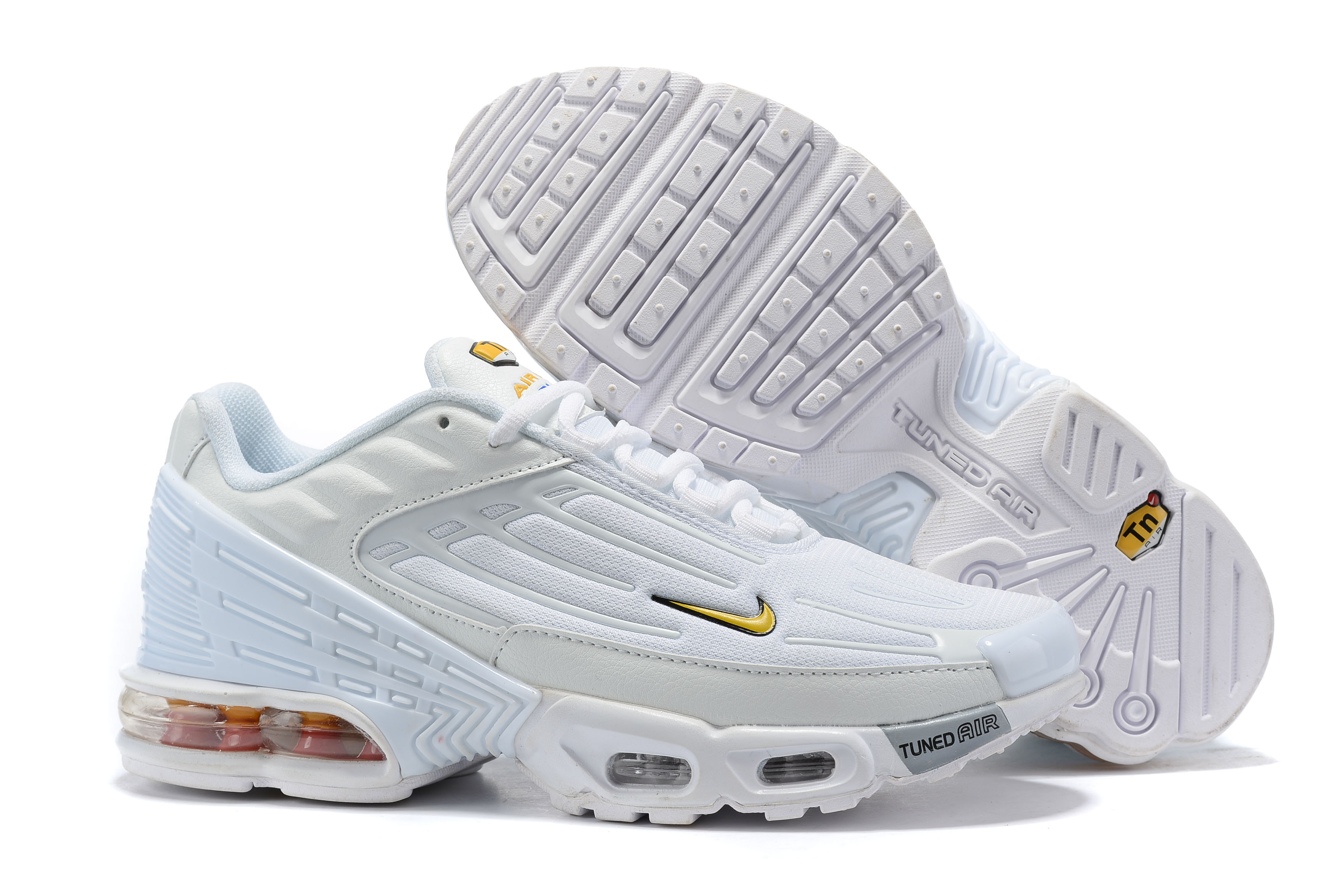 Nike Air Max TN Plus White Yellow Shoes - Click Image to Close